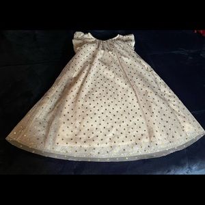 H&M Girls Beige Dress with Metallic Polka Dots Size 6-7y